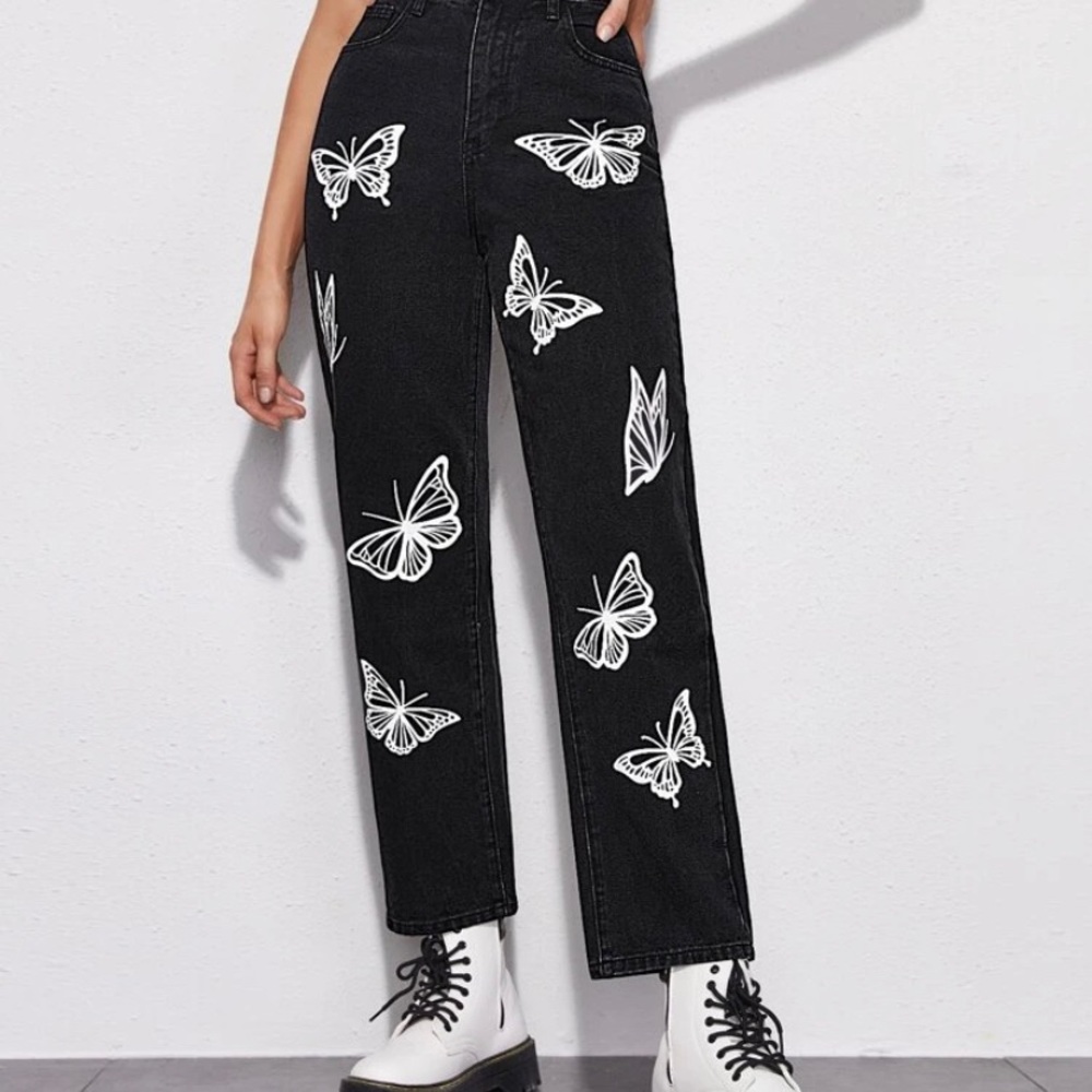 Shien butterfly boot cut jeans